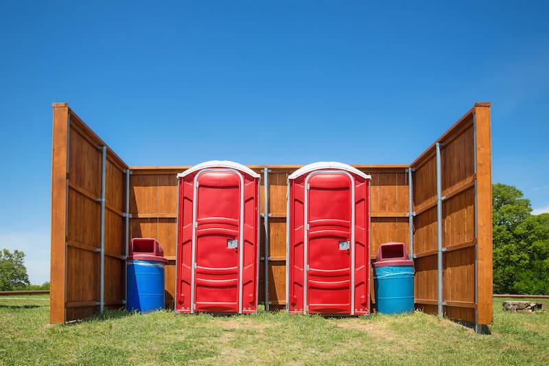 Short-term porta potty units staged for delivery in Effingham, Illinois